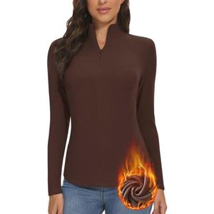Dames thermoshirt met lange mouwen en 1/4 ritssluiting - Fleece gevoerd sweatshirt voor warme dagen