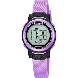 Calypso K5736/4 digitaal horloge 30 mm 100 meter paars/ zwart