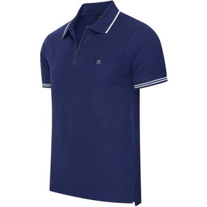 Cappuccino Italia - Heren Polo SS Polo Zip Polo Torino - Blauw - Maat M