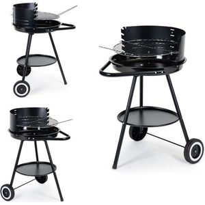 Ronde tuingrill - Barbecue - in hoogte verstelbaar - Grill op wielen - BBQ - Stabiele metalen structuur - Houtskoolgrill- Houtskoolbarbecue