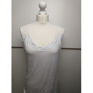 Dames Singlet - Silke - Tanktop - Wit - Met Kanten Bandjes