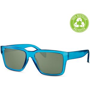 Eco-Line - Hip-Hop - Zonnebril - WHS-6303 - Unisex - Recycled Polyester - Transparant Blauw - Mat Groen - 100% UV400 - Cat.3 - Incl: Etui & Poetsdoekje