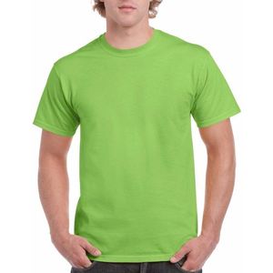 Set van 2x stuks lime Groene katoenen t-shirts voor heren 100% katoen - zware 200 grams kwaliteit - Basic shirts, maat: S (36/48)