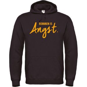 Remmen is Angst wintersport hoodie zwart XXL - okergeel - soBAD. | Foute apres ski outfit | kleding | verkleedkleren | wintersporttruien | wintersport dames en heren