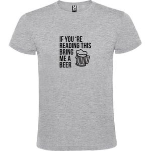 Grijs  T shirt met  print van ""If you're reading this bring me a beer "" print Zwart size M