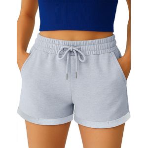 Smith & Solo korte broek dames - comfortabele shorts dames - katoen sweat short - Grijs - L
