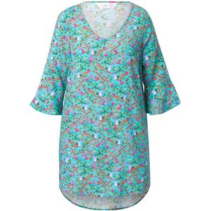 MIAMODA - Dames - Tuniek A-lijn all-over print 3/4-mouw - Licht mintgroen - Maat 44