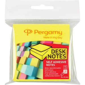 Pergamy notes, ft 76 x 76 mm, pak van 2, neon geel en neon groen 12 stuks