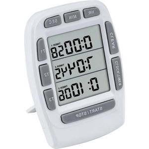Digitale Timer Groot LCD 3-kanaals - Aftellende timer Kookwekker Reset Klokalarm - Jayron JR-KT001 - Luide Sterke Magneet Beugel - Vervangbare Batterij voor Kinderen Ouderen