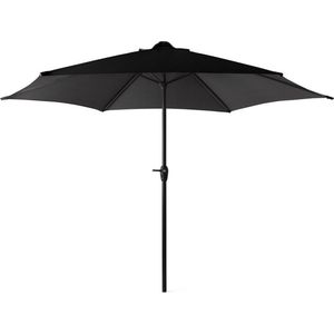 909 Outdoor - Kantelende Parasol - ⌀ 300 cm - Staal en Polyester - Zwarte - met Zwengel - Waterbestendig - Stok: ⌀ 3,8 cm