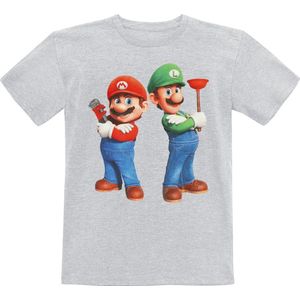 Super Mario Kids - Plumbing Bros. Jongens & meisjes T-shirt - grijs - 104
