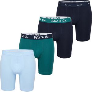 Phil & Co Boxershorts Heren Met Lange Pijpen Boxer Briefs 4-Pack Blauw / Groen - Maat XL