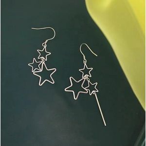 Gading® dames oorbellen met sterren-4mm-57mm-zilver 925