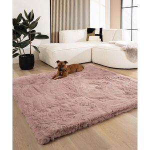 Fluffy vloerkleed vierkant - Comfy Deluxe roze 230x230 cm