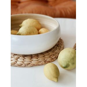 Grote ronde bamboeschaal - chipschaal kom - bamboe fruitschaal zijdemat gelakt - 30 cm wit