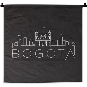 Wandkleed Wereldsteden - Skyline Bogota zwart Wandkleed katoen 180x180 cm - Wandtapijt met foto