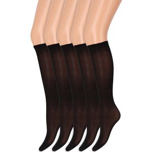Kniekousen met soepele boord | Perfecte pasvorm | 40 denier | Merk: Marianne | Maat: One Size | Kleur: Zwart | 5 Paar