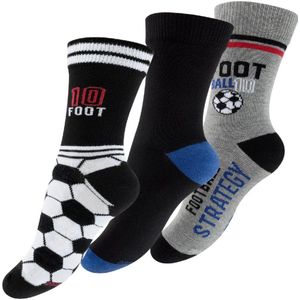Katoenen kindersokken met voetbalmotieven - 3-Pack - Maat 27/30