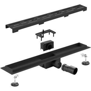 Adema - Ralo - Douchegoot - Mat Zwart - 90cm - Met Rooster - Met Flens