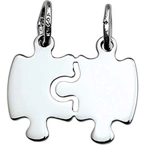 Vriendschapshartje®  - BFF ketting  - puzzelstukjes echt zilver - best friends hanger met 2 zilveren Jasseron kettingen 50cm 1mm - puzzel - breekhart