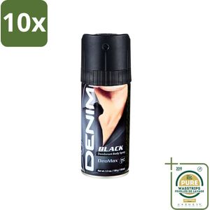 10 x Denim - Deodorant Aerosol - Black Geur - Voor Mannen - 150 ml - Grootverpakking - Deodorant Spray Mannen - Deodorant Spray - Deodorant Spray Black - Deodorant Spray 150 Ml - Deodorant Spray Voor Mannen