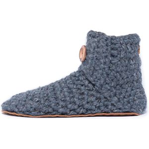 Kingdom of Wow - Sloffen Hoog Dames Heren Barefoot Wol Charcoal Grijs Maat 40/41- Handgemaakt