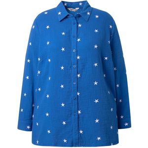 Angel of Style Angel of Style - Dames - blouse van mousseline oversized sterrenborduursel - Blauw - Maat 42