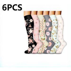 6 paar Stretch Compressiesokken- voor Fietsen Compressiesokken -voor Dames & Heren Circulatie Afgestudeerde Ondersteuning Sokken -Non-Slip Cuff, Breathable, Multi-Purpose Athletic Performance Socks-voor Hardlopen Atletische/atletische/Sporten-S/M