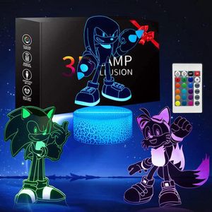 Sonic Toys Nachtlampje 3D Illusie Lamp, Geschikt voor Kinderkamer en Woondecoratie, 16 Kleurveranderingen met Afstandsbediening.