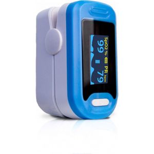 Mobiclinic PY04 - Pulsoximeter - Vinger Pulsoximeter met LED Display - Meting van de zuurstofverzadiging in het bloed - SpO2-monitor Meetmeter - Saturatiemeter - Niet invasief - Blauw