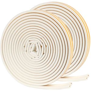 Ynkkvre - 20 m Zelfklevende Tochtstrip – Deur- en Raamafdichting – Foam Rubber D-Type Isolatietape – Zelfklevende Sealing Tape voor Kieren – Wit