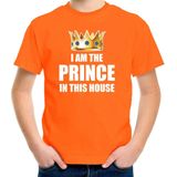 Koningsdag t-shirt Im the prince in this house oranje jongens / kinderen - Woningsdag thuisblijvers / Kingsday thuis vieren 164/176