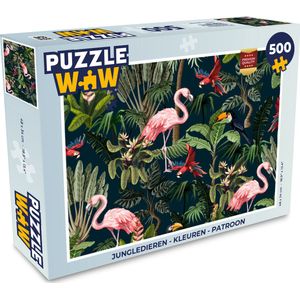 Puzzel Jungledieren - Patroon - Kinderen - Flamingo - Papegaai - Kids - Legpuzzel - Puzzel 500 stukjes