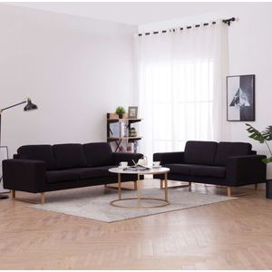 The Living Store 2-delig Bankstel stof zwart - Bankstel - Sofa - Zwarte Bank - Leder Look - Design Bank