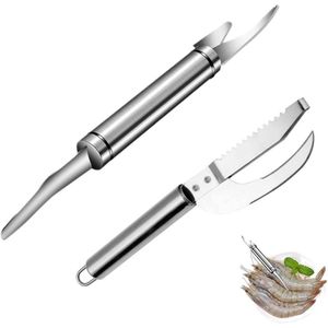 Multifunctionele roestvrijstalen visschubbenschilder en garnalenschiller - Set van 2