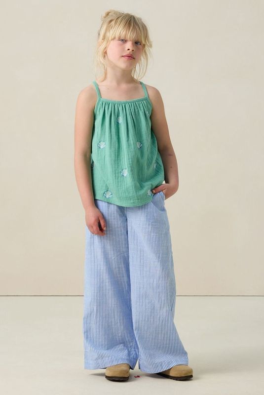 Sissy-Boy - Lichtblauwe wide leg broek met strepen