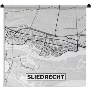 Wandkleed - Wanddoek - Sliedrecht - Plattegrond - Kaart - Stadskaart - 60x60 cm - Wandtapijt