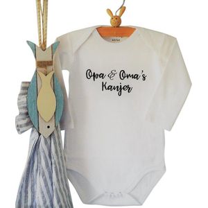 Baby Rompertje met tekst Opa en Oma's Kanjer!  | Lange mouw | wit | maat 62/68