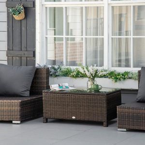 Tuin bijzettafel salontafel tuin tafel balkon poly rattan bruin 85 x 50 x 39 cm