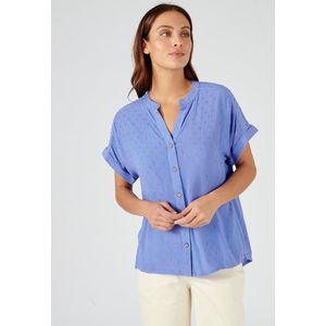 Damart - Blouse in crêpestof met plumetis - Dames - Blauw - 38