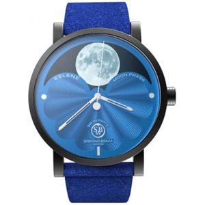 Stefano Braga Watches Swiss made hypoallergenic watch Selene DLC with Moon phase