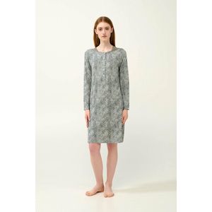 Vamp dames nachtjapon Micromodal – winter nachthemd met slangenprint en knoopsluiting - L