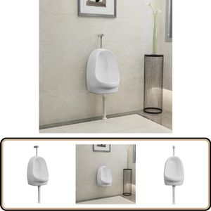 vidaXL Wandurinoir keramiek wit met spoelklep Wandurinoir - Keramiek - Badkamermeubel - Toiletten - Sanitair