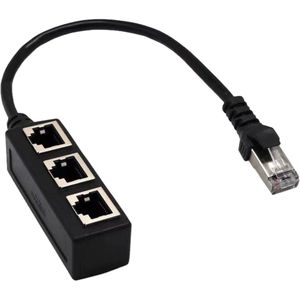 Stekker naar 3-bus LAN-ethernet-splitter - ethernet-aansluitsplitter Rj45 LAN-verdeler - kabelaansluiting - ethernetverlenging - Ethernet Cat5 - Cat6 - Cat7 met 1 netwerk-doorvoer
