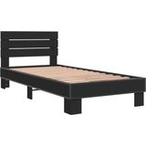 vidaXL - Bedframe - bewerkt - hout - en - metaal - zwart - 100x200 - cm