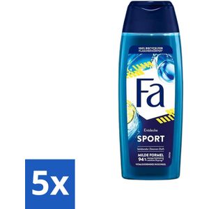 5 x Fa - Douchegel - Active Sport - Verfrissend & Langdurig - Hydraterend - 250 ml - Fa - Douchegel Voor Haar
