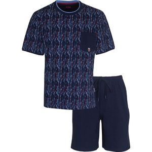MEQ Heren Shortama - Pyjama Set - Met Zijzakken - Blauw - Maat S