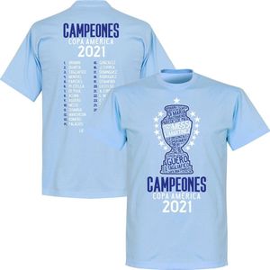 Argentinië Copa America 2021 Winners Selectie T-Shirt - Lichtblauw - M