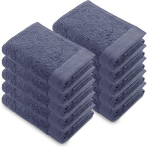 Walra Remade Handdoeken 50x100 - set van 10 - Zware kwaliteit 550 g/m2 - Blauw
