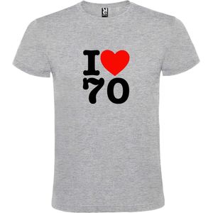 Grijs  T shirt met  I love (hartje) the 70's (seventies)  print Zwart en Rood size XXXL